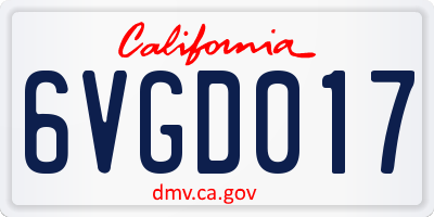 CA license plate 6VGD017