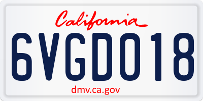 CA license plate 6VGD018
