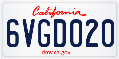 CA license plate 6VGD020