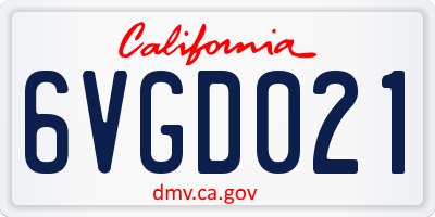 CA license plate 6VGD021