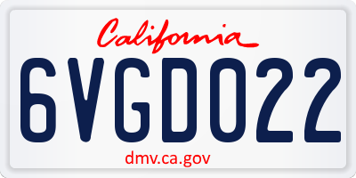 CA license plate 6VGD022