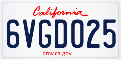 CA license plate 6VGD025