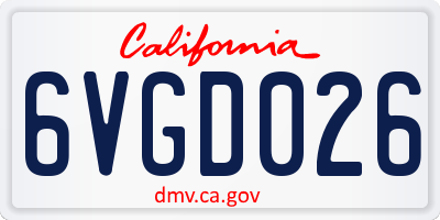 CA license plate 6VGD026