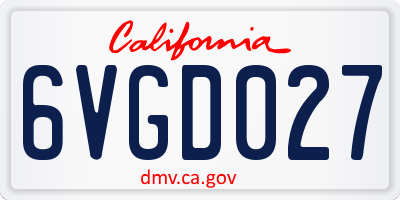 CA license plate 6VGD027