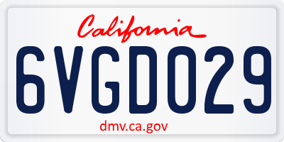 CA license plate 6VGD029