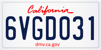 CA license plate 6VGD031