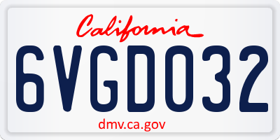 CA license plate 6VGD032