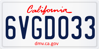 CA license plate 6VGD033