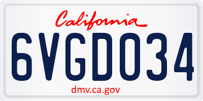 CA license plate 6VGD034