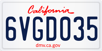 CA license plate 6VGD035