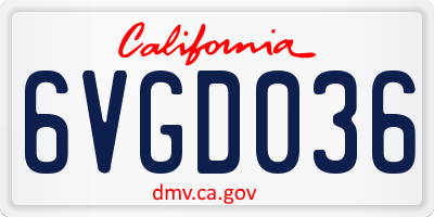 CA license plate 6VGD036
