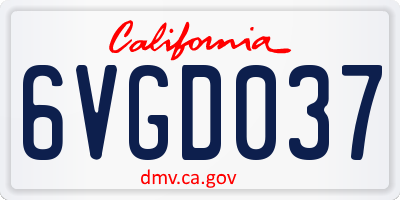 CA license plate 6VGD037