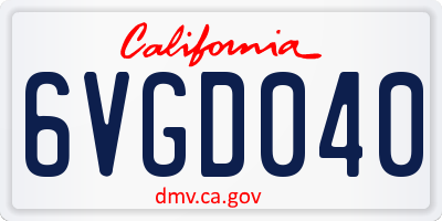 CA license plate 6VGD040