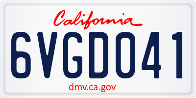 CA license plate 6VGD041