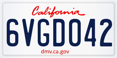 CA license plate 6VGD042
