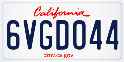 CA license plate 6VGD044