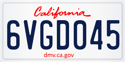 CA license plate 6VGD045
