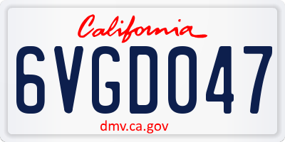 CA license plate 6VGD047