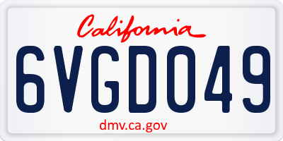 CA license plate 6VGD049