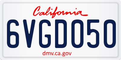 CA license plate 6VGD050