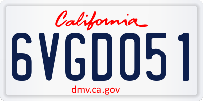 CA license plate 6VGD051