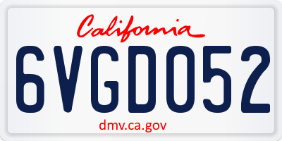 CA license plate 6VGD052