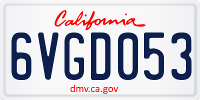 CA license plate 6VGD053