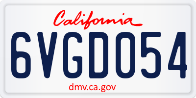 CA license plate 6VGD054