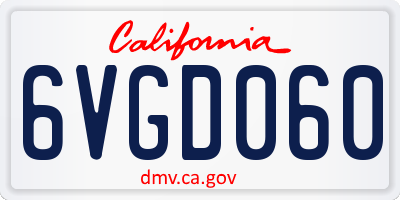 CA license plate 6VGD060