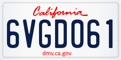 CA license plate 6VGD061