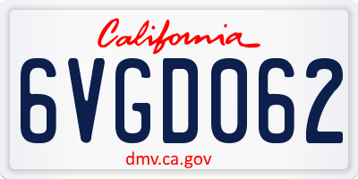CA license plate 6VGD062