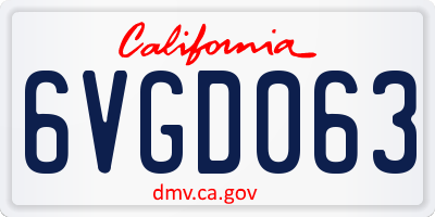 CA license plate 6VGD063