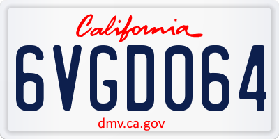 CA license plate 6VGD064