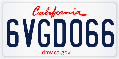 CA license plate 6VGD066