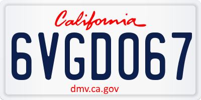 CA license plate 6VGD067