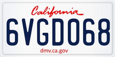 CA license plate 6VGD068