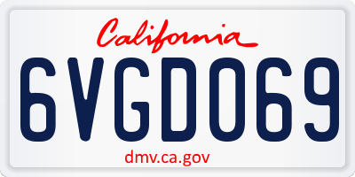 CA license plate 6VGD069