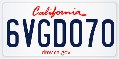 CA license plate 6VGD070