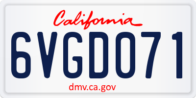 CA license plate 6VGD071