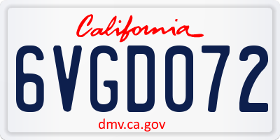 CA license plate 6VGD072