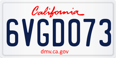 CA license plate 6VGD073