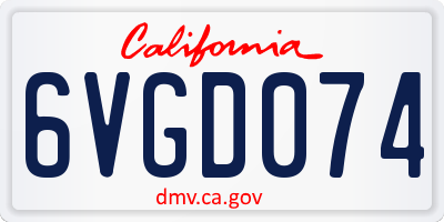 CA license plate 6VGD074