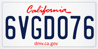 CA license plate 6VGD076