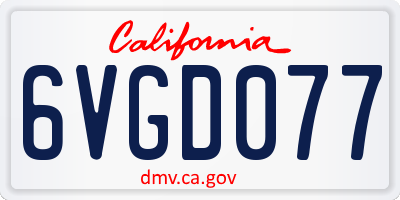 CA license plate 6VGD077