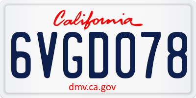 CA license plate 6VGD078