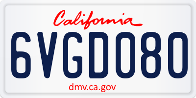CA license plate 6VGD080