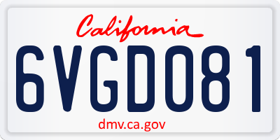 CA license plate 6VGD081