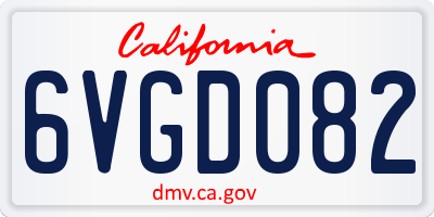 CA license plate 6VGD082