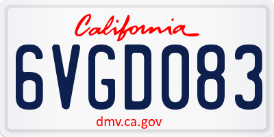 CA license plate 6VGD083