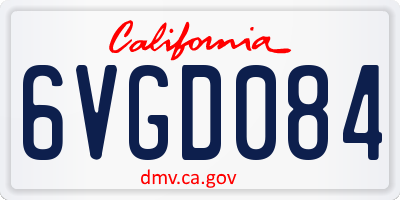 CA license plate 6VGD084
